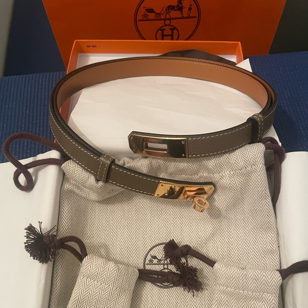 SOLD Hermes Kelly Belt Etoupe Gold Hardware